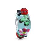 Ladybug Insect Flower Glass Charm Bead for European Bracelet Silver Core
