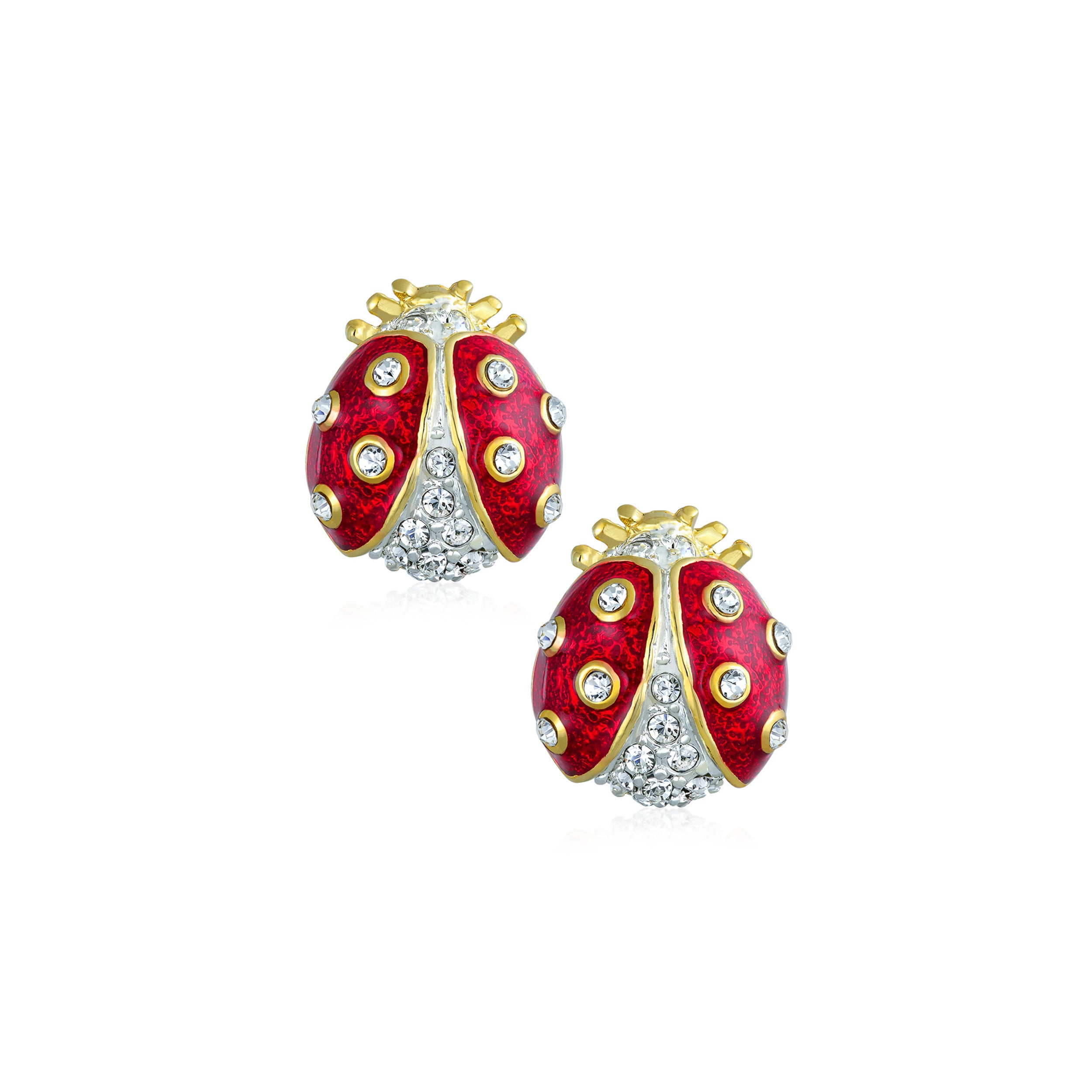 ladybug-brooch-gold-lapel-pin-ag-sb6174ru-set-az Set of 2 Lucky Ladybug Red Gold Enamel Crystal Brooche Pin - Image 1