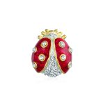 Lucky Ladybug Red Gold Enamel Crystal Brooche Pin for Lapel