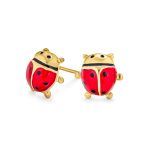 Small Red Enamel Ladybug Pendant Necklace Stud Earrings Set - Image 6