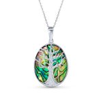 Lapis Turquoise Abalone Tree of Life Pendant Necklace in Sterling Silver - Image 3
