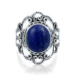 Western Jewelry Boho Silver Ring with Large Gemstone Filigree and Moonstone - Image 5