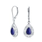 Western Style Dangle Gemstone Earrings with Blue Lapis Lazuli & Turquoise Onyx - Image 2