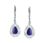 Western Style Dangle Gemstone Earrings with Blue Lapis Lazuli & Turquoise Onyx - Image 5