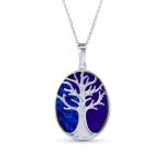 Lapis Turquoise Abalone Tree of Life Pendant Necklace in Sterling Silver - Image 4