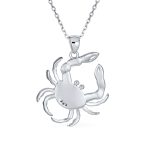 Sand Crab Pendant Necklace Created Blue Opal Tropical Nautical Beach .925 Sterling Silver - Image 2