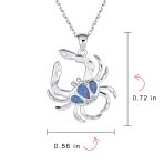 Sand Crab Pendant Necklace Created Blue Opal Tropical Nautical Beach .925 Sterling Silver - Image 4