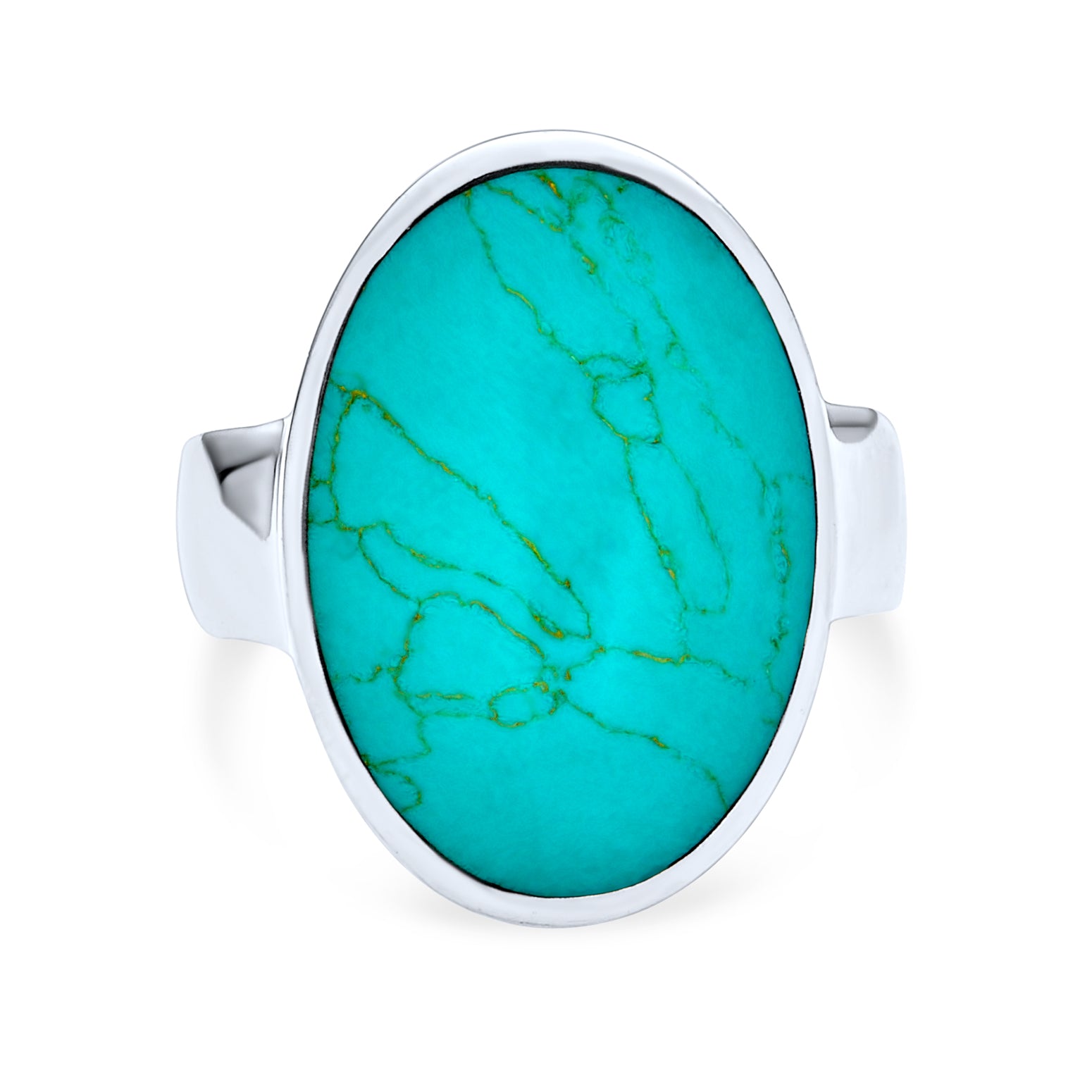 large-oval-bezel-turquoise-silver_eam-tsr-6354-7-az_1 Southwest Large Oval Cabochon Natural Blue Turquoise Bezel Set Statement Ring .925 Sterling Silver - Image 1