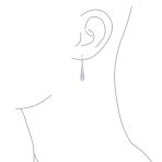 Simple Green Agate Inlay Long Flat Teardrop Shaped Dangle Earrings .925 Sterling Silver - Image 18