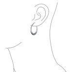 Crescent Tube Hollow Hoop Earrings Sterling Silver Hinged Notched Post 1.75 Inch - Image 6