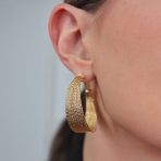 Diamond-Cut Multi Cable Hoop Huggie Earrings Gold 1.5 Inch - Image 3
