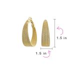 Diamond-Cut Multi Cable Hoop Huggie Earrings Gold 1.5 Inch - Image 4