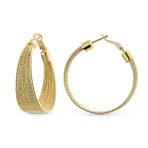 Diamond-Cut Multi Cable Hoop Huggie Earrings Gold 1.5 Inch - Image 2