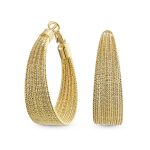 Diamond-Cut Multi Cable Hoop Huggie Earrings Gold 1.5 Inch
