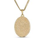Religious Medal Oval Medallion Mother Virgin Mary Color Photo Pendant Necklace Gold Plated - Image 2
