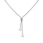 Nautical Bride CZ Drop Necklace with Simulated Pearl