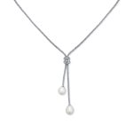 Nautical Bride CZ Drop Necklace with Simulated Pearl