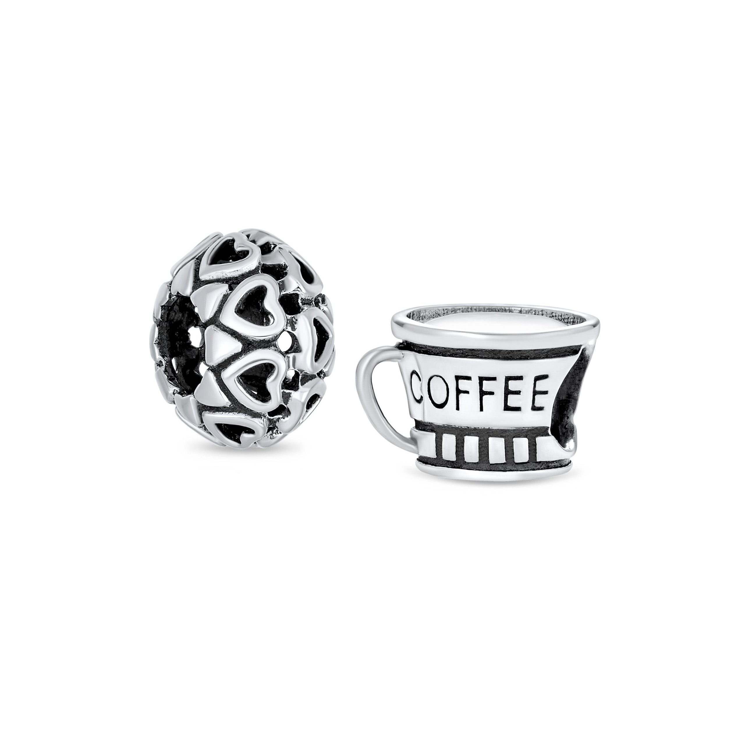 latte-travel-mug-charm-pbx-hs-315drk-set-silver Set of 2 Latte Coffee & Open Filigree Heart Charm Bead Sterling Silver - Image 1