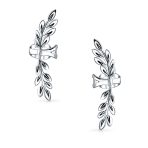 Climber Cartilage Leaf Ear Cuffs Wrap For Non Pierced Earrings .925 Sterling Silver