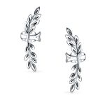 Climber Cartilage Leaf Ear Cuffs Wrap For Non Pierced Earrings .925 Sterling Silver