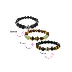 Set of 3 Talisman Amulet Stretch Bracelet Set with Gemstones & Hamsa Hand Charm - Image 3