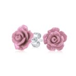 Romantic 3D Carved Flower Pink Peach Rose Stud Earrings Lightweight 10MM - Image 8