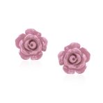 Romantic 3D Carved Flower Pink Peach Rose Stud Earrings Lightweight 10MM - Image 21