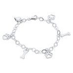 Pet Lover BFF Multi-Charm Bracelet & Paw Print Stud Earrings Set Sterling Silver - Image 5