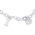 Pet Lover BFF Multi-Charm Bracelet & Paw Print Stud Earrings Set Sterling Silver - Image 6