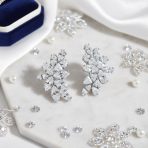 Cocktail Marquise Cubic Zirconia CZ Clusters Leaf Clip On Earrings Non Pierced Ears Silver Plated - Image 4