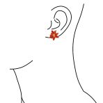 Large Statement Poinsettia Brooch Clip-On Earrings Set Red Enamel Gold Plated - Image 11