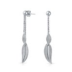 Boho Native American Style Dangle Earrings Feather Leaf