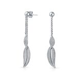 Boho Native American Style Dangle Earrings Feather Leaf