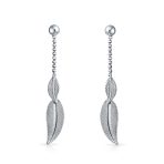 Boho Native American Style Dangle Earrings Feather Leaf - Image 3