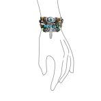 Boho Leaf Brown Leather Wrap Bracelet Turquoise Bead Feather - Image 2