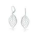 Tribal Boho Feather Dangle Earrings Sterling Silver Leaf Drop Western Jewelry
