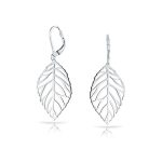 Tribal Boho Feather Dangle Earrings Sterling Silver Leaf Drop Western Jewelry