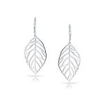 Tribal Boho Feather Dangle Earrings Sterling Silver Leaf Drop Western Jewelry - Image 2