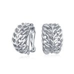 Open Weave Leaf Feather Motif Wide Half Hoop Clip On Earrings Non Pierced Ears - Image 2