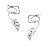 Nature Leaf Ear Cuff Cartilage Clip Wrap Earrings Sterling Silver Non-Pierced