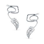 Nature Leaf Ear Cuff Cartilage Clip Wrap Earrings Sterling Silver Non-Pierced
