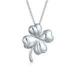 Celtic Shamrock Four Leaf Clover Pendant Necklace 14K Gold