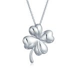 Celtic Shamrock Four Leaf Clover Pendant Necklace 14K Gold
