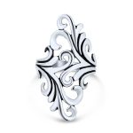 Nature Swirl Leaf Wrap Bypass Full Finger Statement Ring .925 Sterling Silver