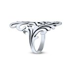 Nature Swirl Leaf Wrap Bypass Full Finger Statement Ring .925 Sterling Silver - Image 2