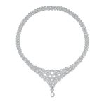 Art Deco Swirl Leaf Choker Collar Necklace with Teardrop CZ
