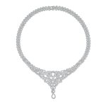 Art Deco Swirl Leaf Choker Collar Necklace with Teardrop CZ