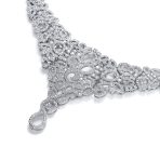 Art Deco Swirl Leaf Choker Collar Necklace with Teardrop CZ - Image 2