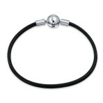 Unisex Black Pink Red Leather Strand Bracelet for Bead Charms Silver Clasp - Image 2