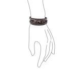 Hip Hop Punk Rocker Cuff Bracelet Metal Studded Rivets Wide Woven Leather - Image 2